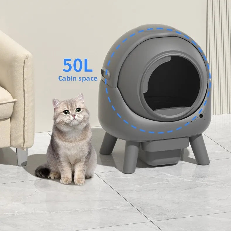 Self-cleaning Cat Litter Box Large Spaces Roller Intelligent Automatic Cat Toilet Sandbox Household Waste and Cleaning