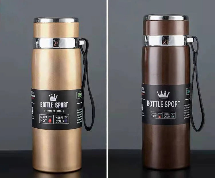 Vacuum Insulated Thermos Water Bottle with Wide Mouth Cup, BPA-Free Stainless Steel Water Bottles Flask for Cold & Hot Drink