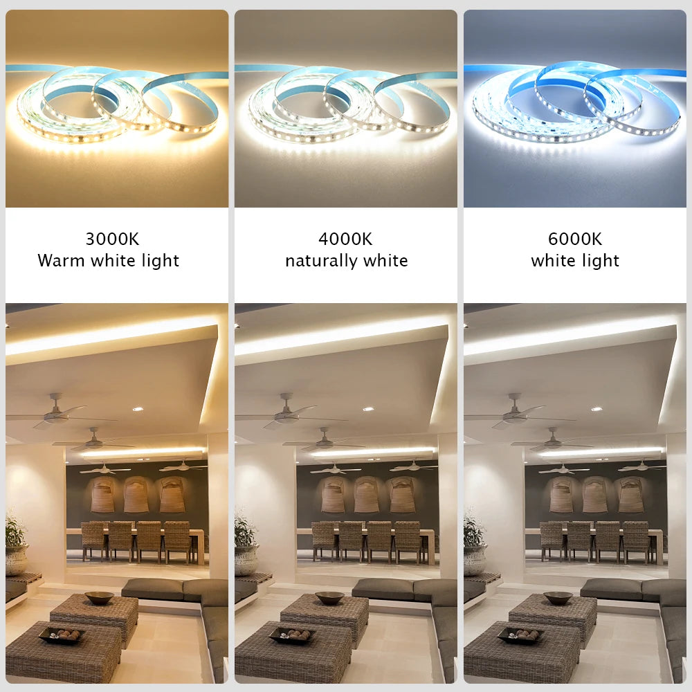 Adhesive Led Light Strip 10M 50M AC 220V 2835 120LEDs/m tiras de luces led Waterproof Ribbon Home Decor 3000K 4000K 6000K