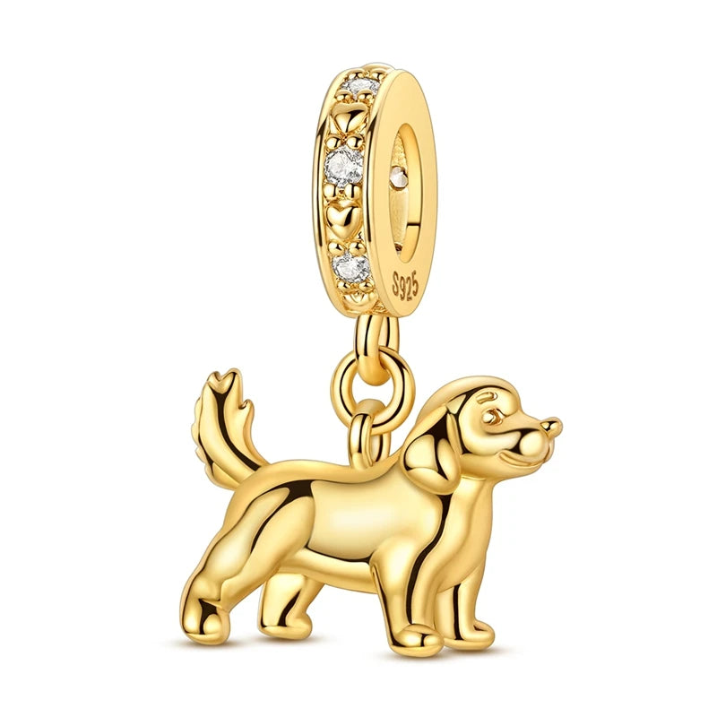 925 Sterling Silver Girl Holding Dog Charms Beads Fit Original 925 Bracelet Making Gift for Woman Jewelry Diy Fashion Pendant
