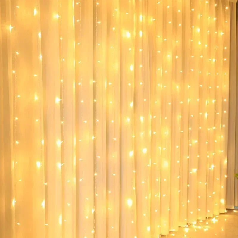 USB Plug Wedding Garland Valentine's Day Ramadan EID Mubarak Decoration for Home Curtain Lights 8 Modes LED Curtain Fairy Light