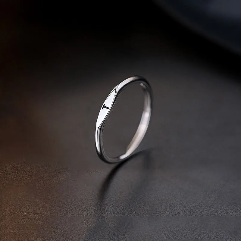 New 925 Sterling Silver Letter Ring Charm Personality Simple Style Woman Ring Birthday Gift for Friends Exquisite Jewelry