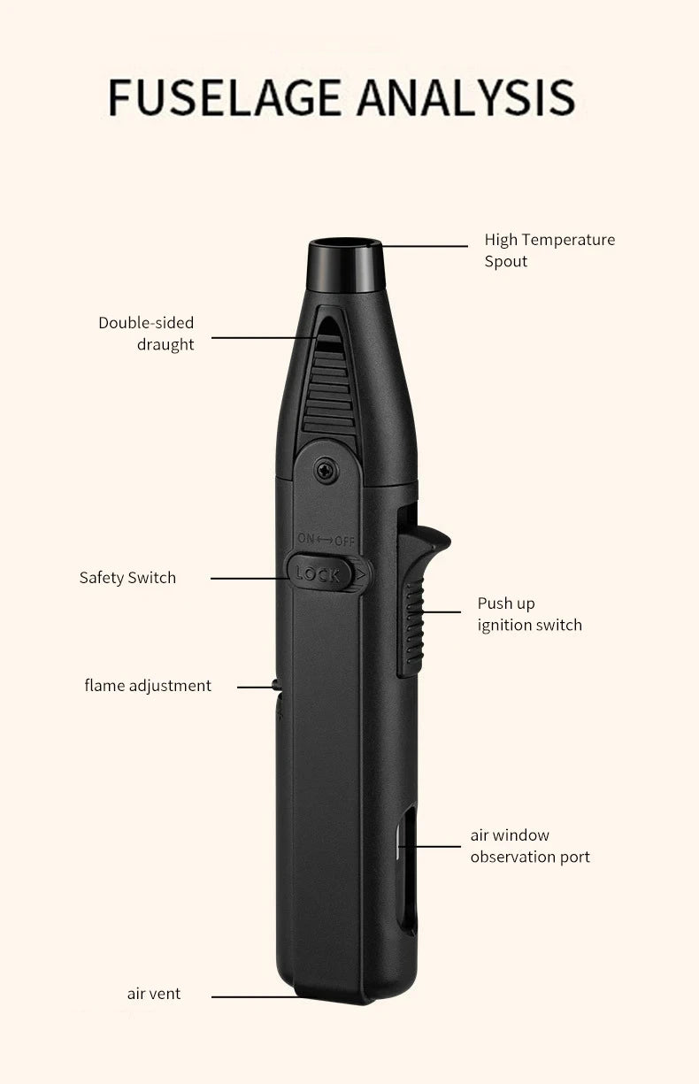 1300℃ Jet Flame Gas Lighter 360 Degree Inverted Turbo Torch Lighter Refillable Butane Kitchen BBQ Ignition Gun Windproof Lighter