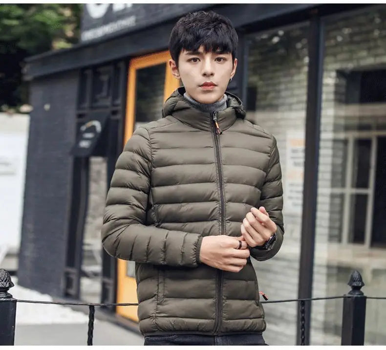 Men's Lightweight down Cotton Jaet ort Sle Casual Hooded Coat Haome Cotton Outerwear Winter New Arrival