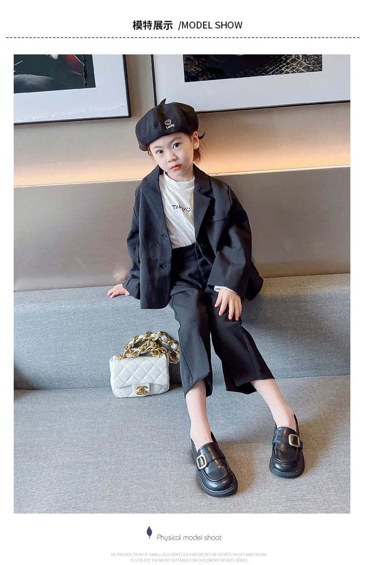 British Style Retro Girls Shoes Spring Autumn Princess Leather Shoes Children Black Soft Dance Loafers for 3-12 Ages Kids Shoes