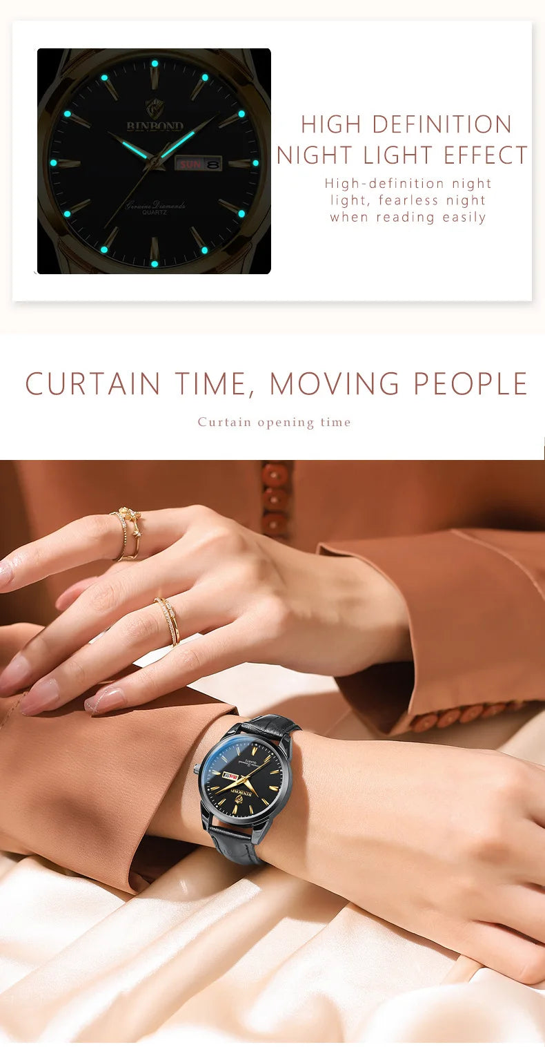 Man Watch Top Luxury Brand Couple Watch For Women Men Waterproof Clock Male Calendar Quartz Wrist Watches Leather Strap Ladies