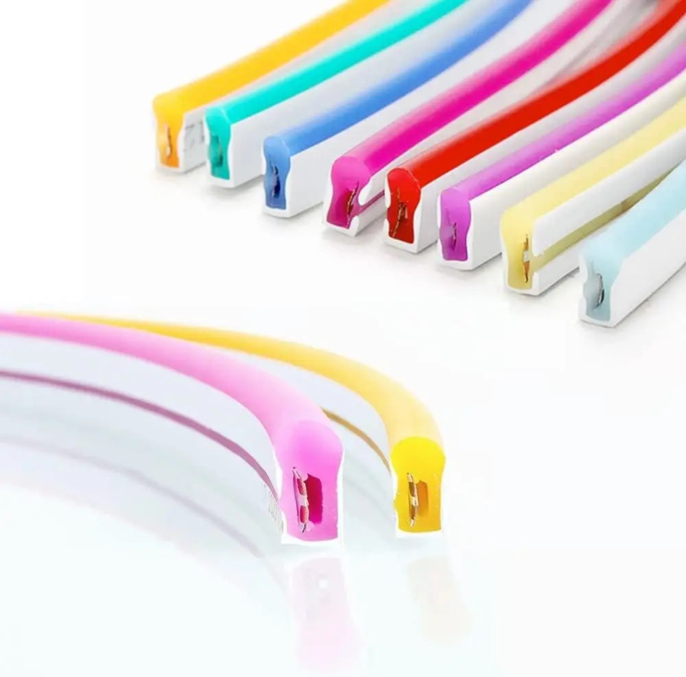 LED Neon Lights,  12V 5M Flexible，Neon Rope Light,  Waterproof Flex DIY Cuttable LED Light Strip for Indoor Outdoor Decoration