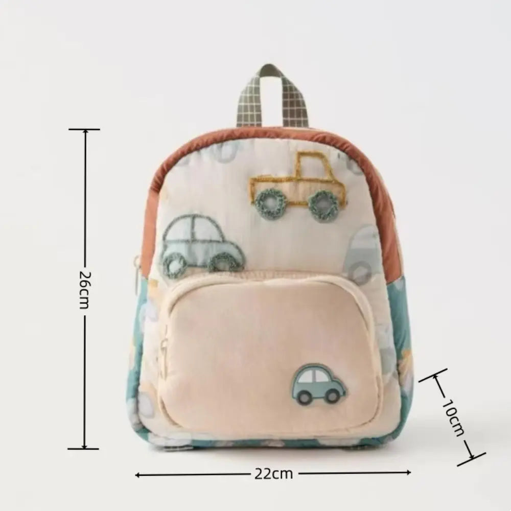 Cartoon Car Embroidery Children's School Backpack Kindergarten Multifunctional School Bags Boys and Girls Lightweight Backpack