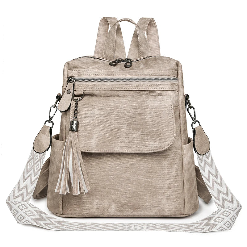 Ladies Daypacks Fashion Backpacks Women Big Travel Bagpack Large School Bags for Girls Solid Color Leather Rucksacks Female