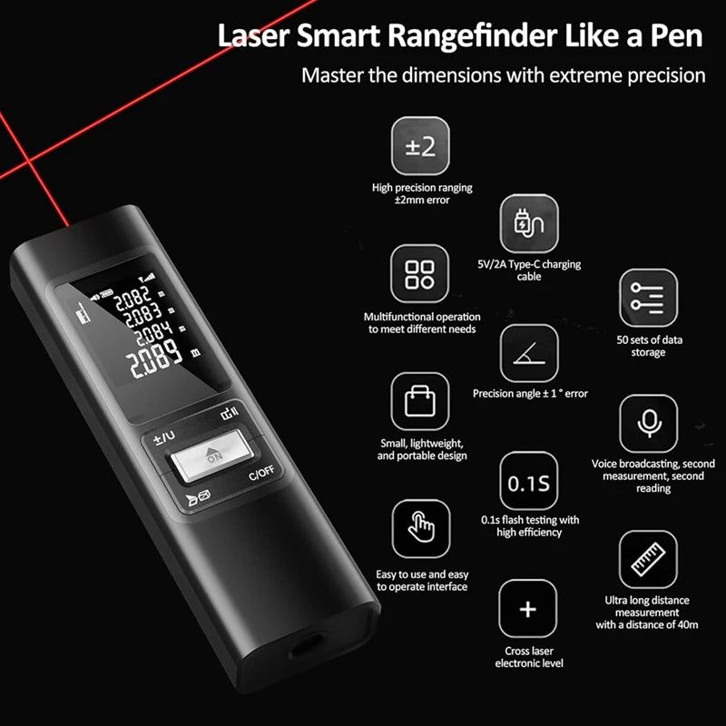 A69edistance Meter Handheld Finder ±2Mm High Precision Digital Mini Distance Measuring Meter Indoor Measurement Device