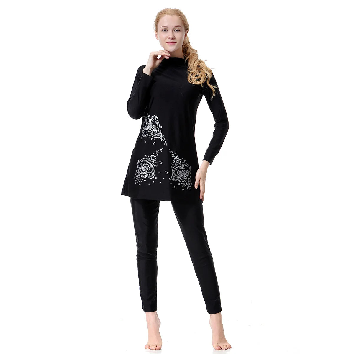 Elegant Islamic Women Swimsuits Long Sleeved Bodysuits+skirt+hat 3pcs Bathing Swimming Suit Muslim Sexy Girls Beachwear S-xxxl
