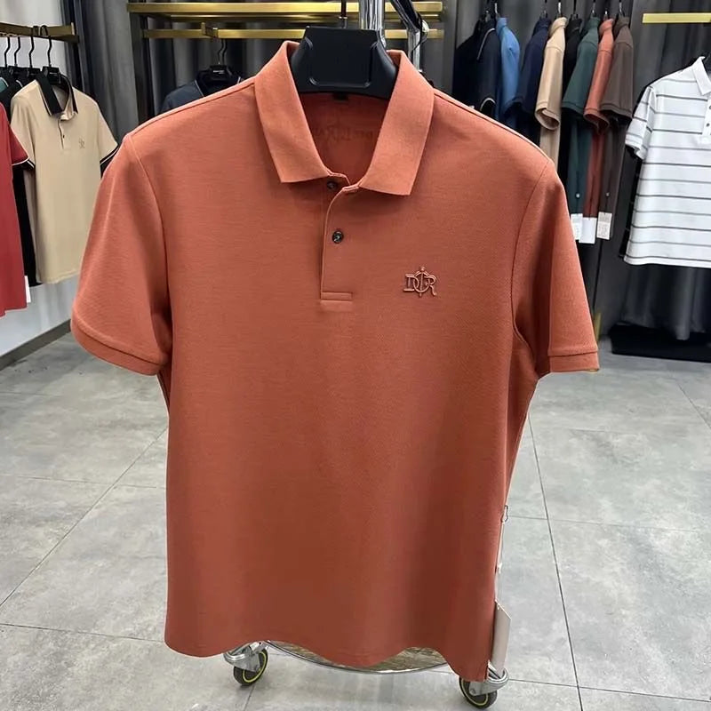 100% pure cotton men's short sleeved polo shirt summer fashion casual top comfortable and breathable high-quality lapel T-shirt