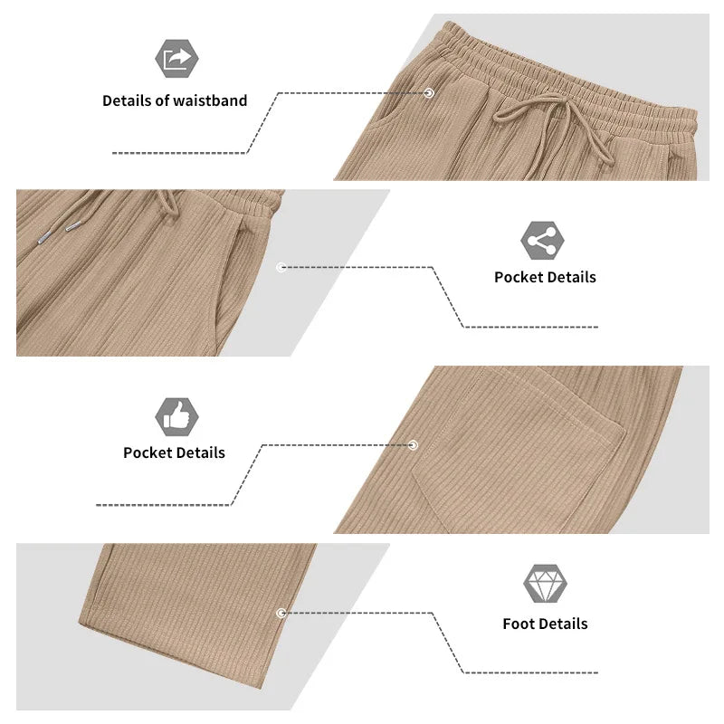 European and American Independent Station Men's Casual Trousers Loose Straight Pants Pit Strips Jacquard Wide Leg Pants
