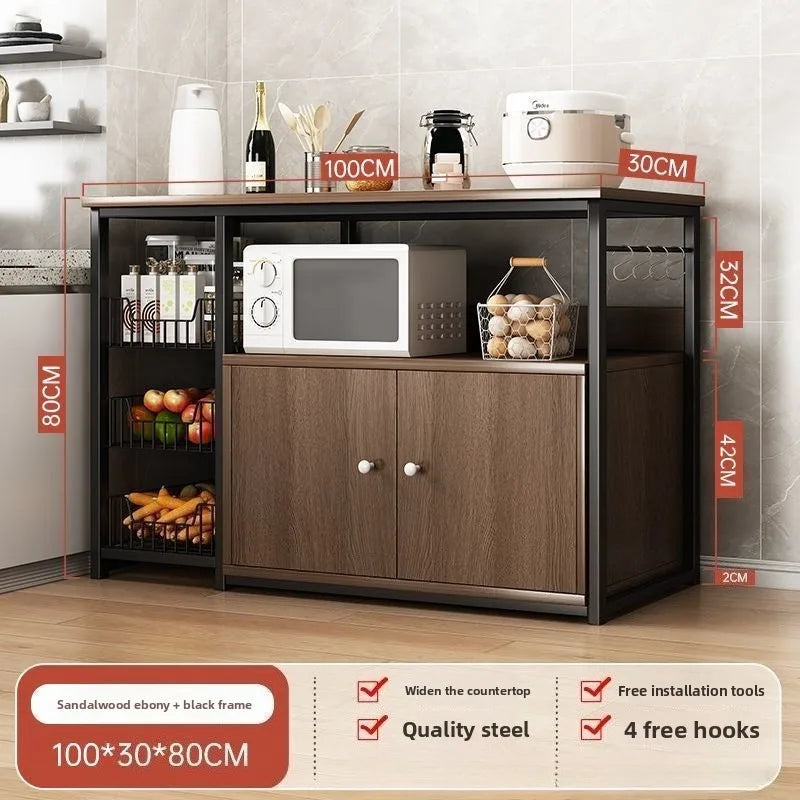 Heavy Duty Large Capacity Storage FurniturePantry Cabinet with Adjustable Shelves & Mesh Baskets Microwave Dishes