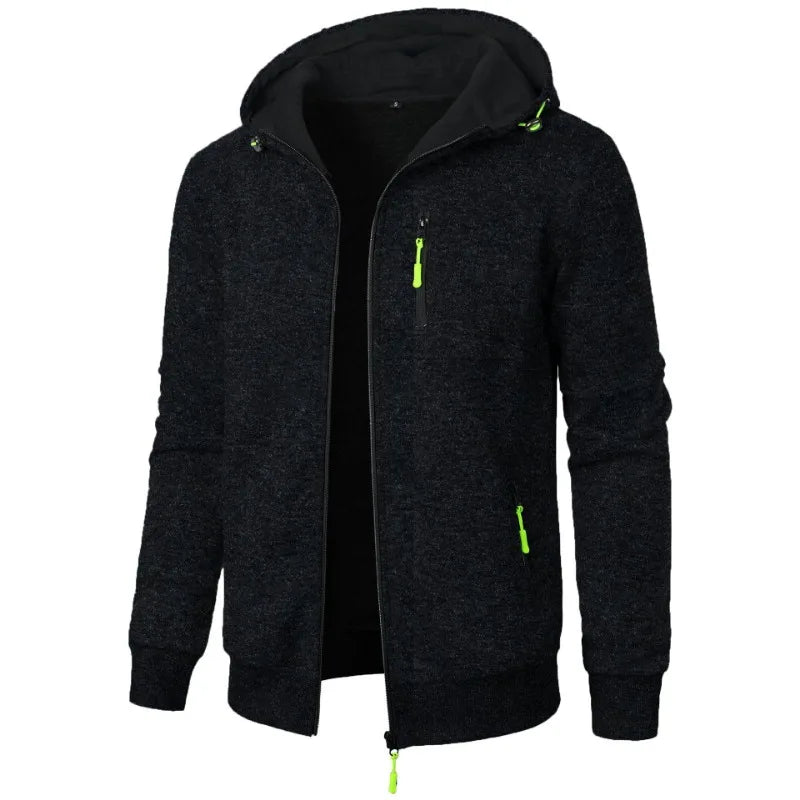 New Streetwear Men's Long Sleeve Sweatshirts for Men Zipper Hooded Oversize Winter Warm Jacket Coat Outdoor Tracksuit Men