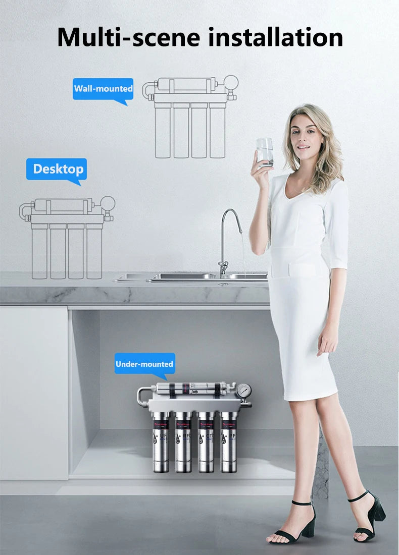 Household Kitchen Ultrafiltration  Water Purifier With Tap Stainless Steel Direct Drink Tap Water Purifier Water Filter System