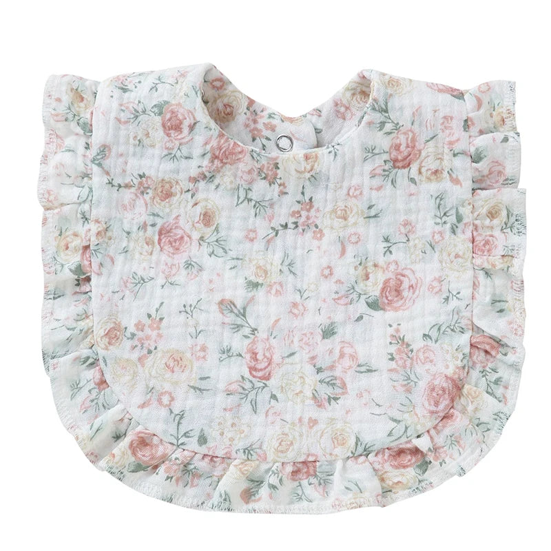 Baby Saliva Towel Muslin Cotton Infant Bibs Kids Feeding Eating Apron Boys Girls Ruffle Towel Toddler Newborn Prints Burp Cloth