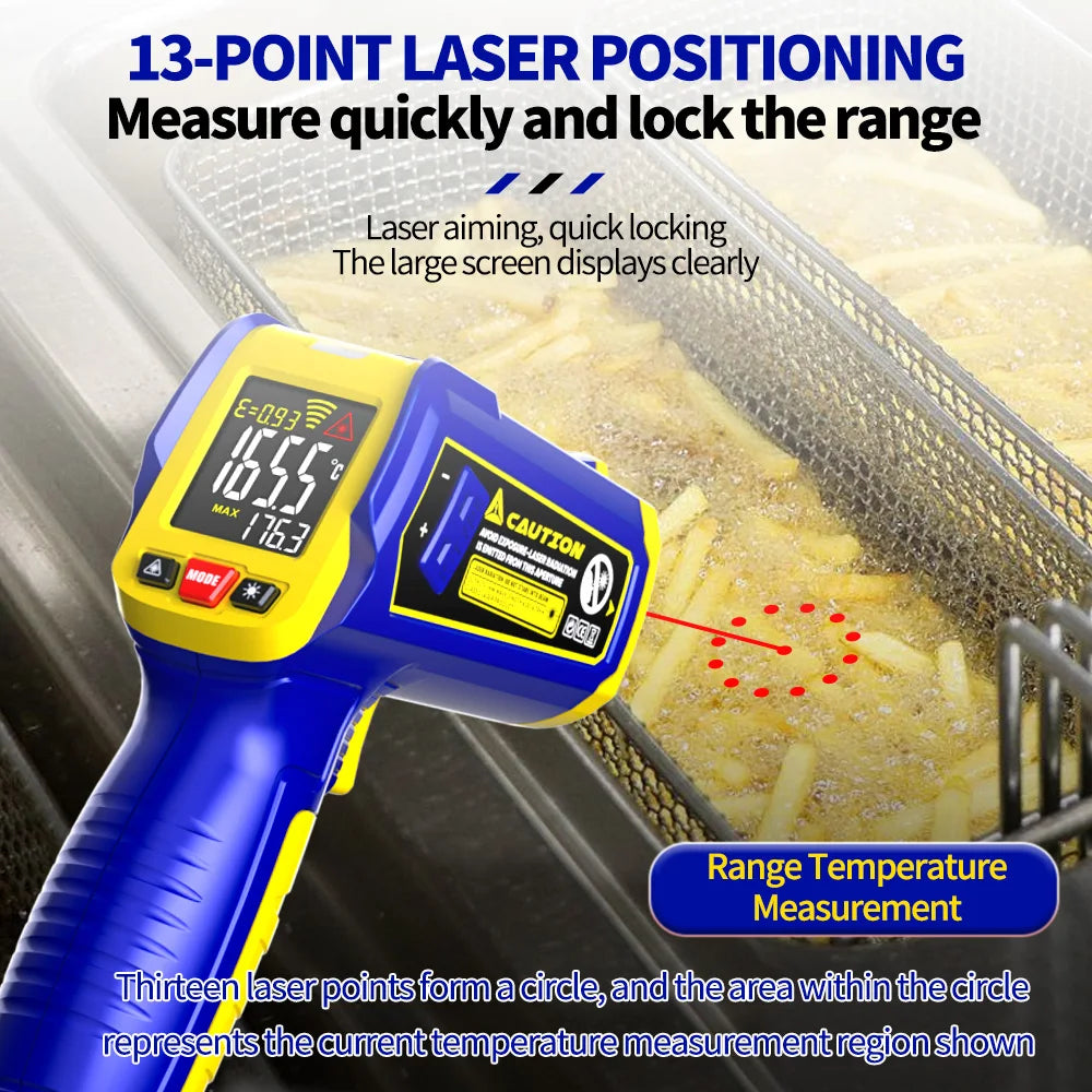 MECHANIC Industrial Thermometer Non-Contact High-Precision -50°C~580°C 13-Point Laser Targeting LCD Digital Temperature Meter