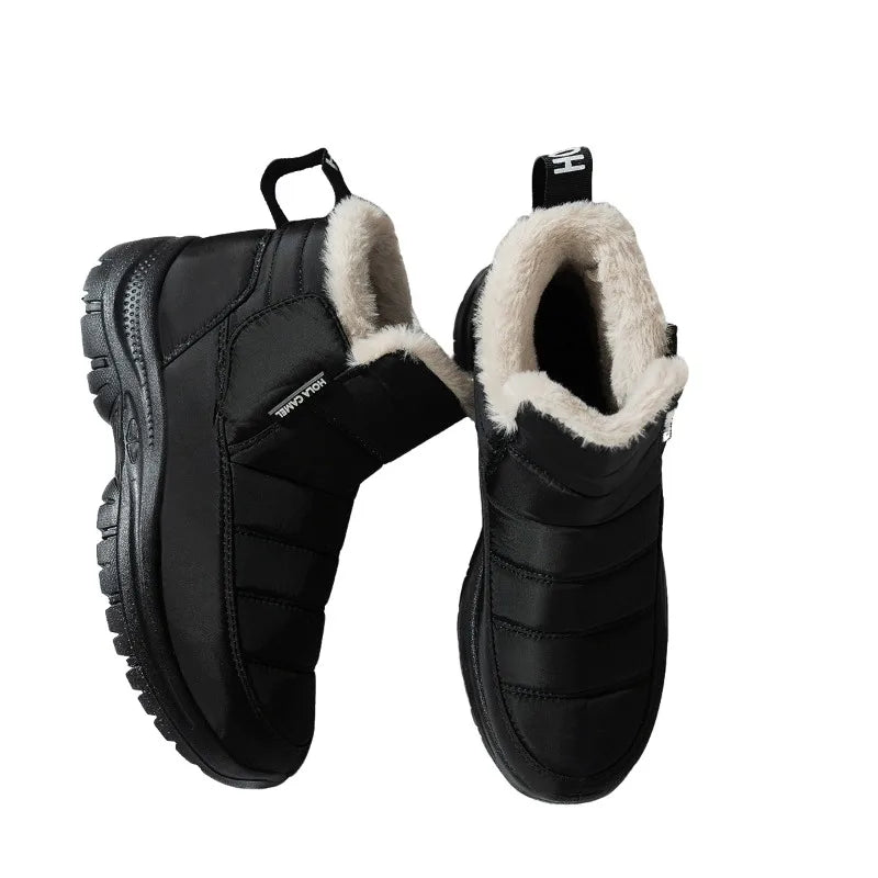 Women Fleece Lined Snow Boots Waterproof Non Slip Thick Sole Zipper Winter Ankle Booties