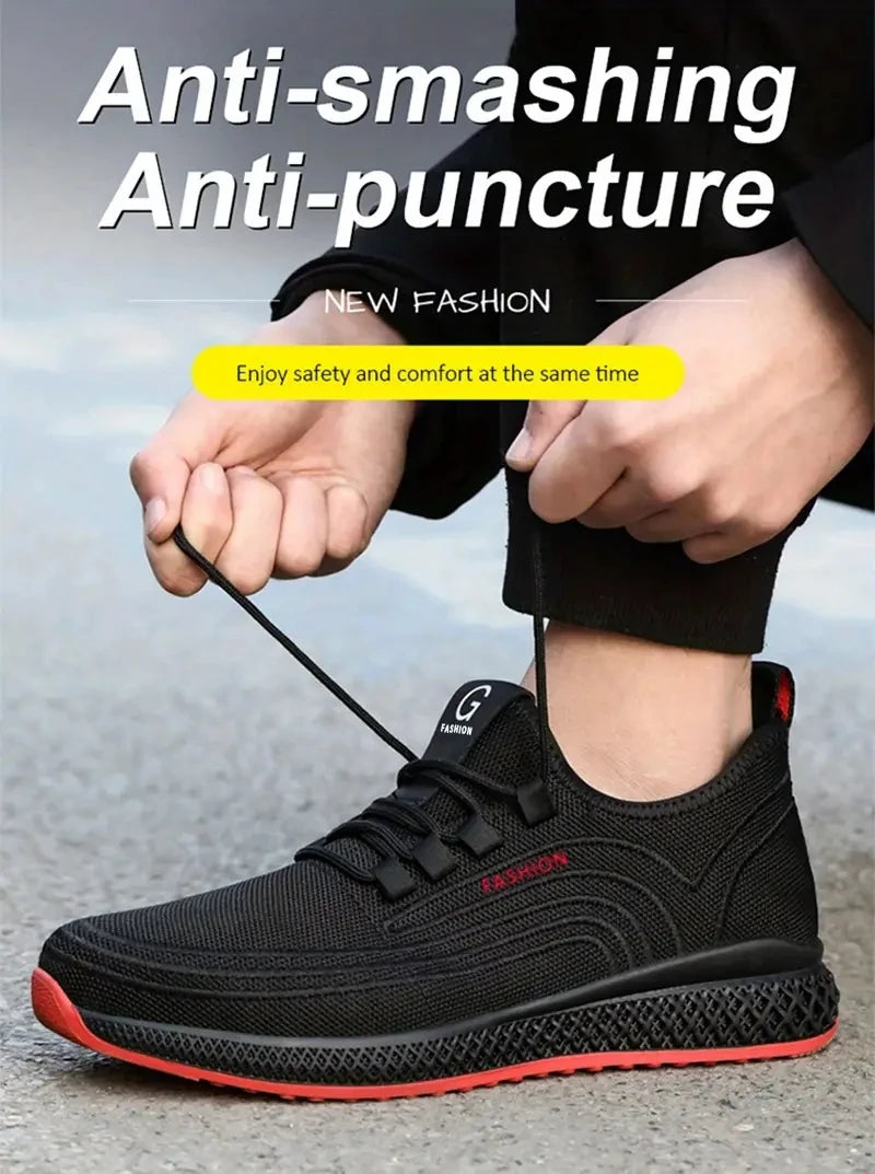 Work Shoes With Steel Toe Boots Anti Smash Safety Shoes Men Women Light Work Sneakers Breathable Anti-Stab Indestructible Shoes