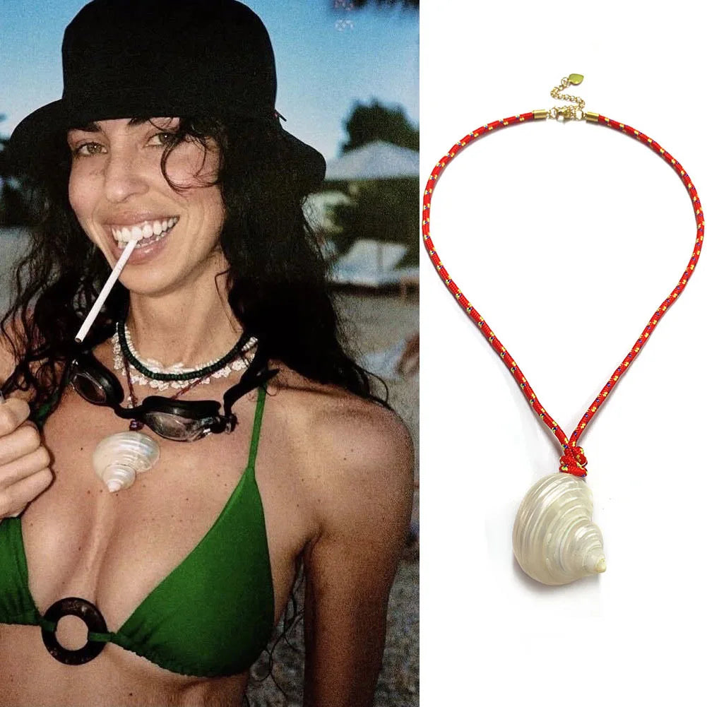 nique Fashionable Shell Pendant Necklace Ocean Vacation Style European And American Design Women's Accessory Gift