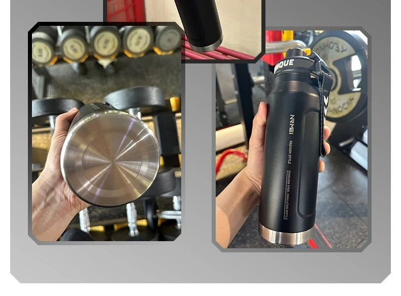 1L Insulated Stainless Steel Bottle Thermos Water Cup Qutdoor Sports with Handle Vacuum Double Wall Flasks