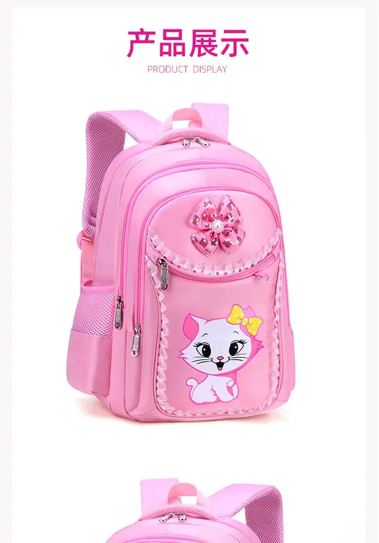 Kids Cat Backpack Set with Lunch Bag Pencil Case Cute School Bag for Girls Boys Waterproof Primary Student Bookbag
