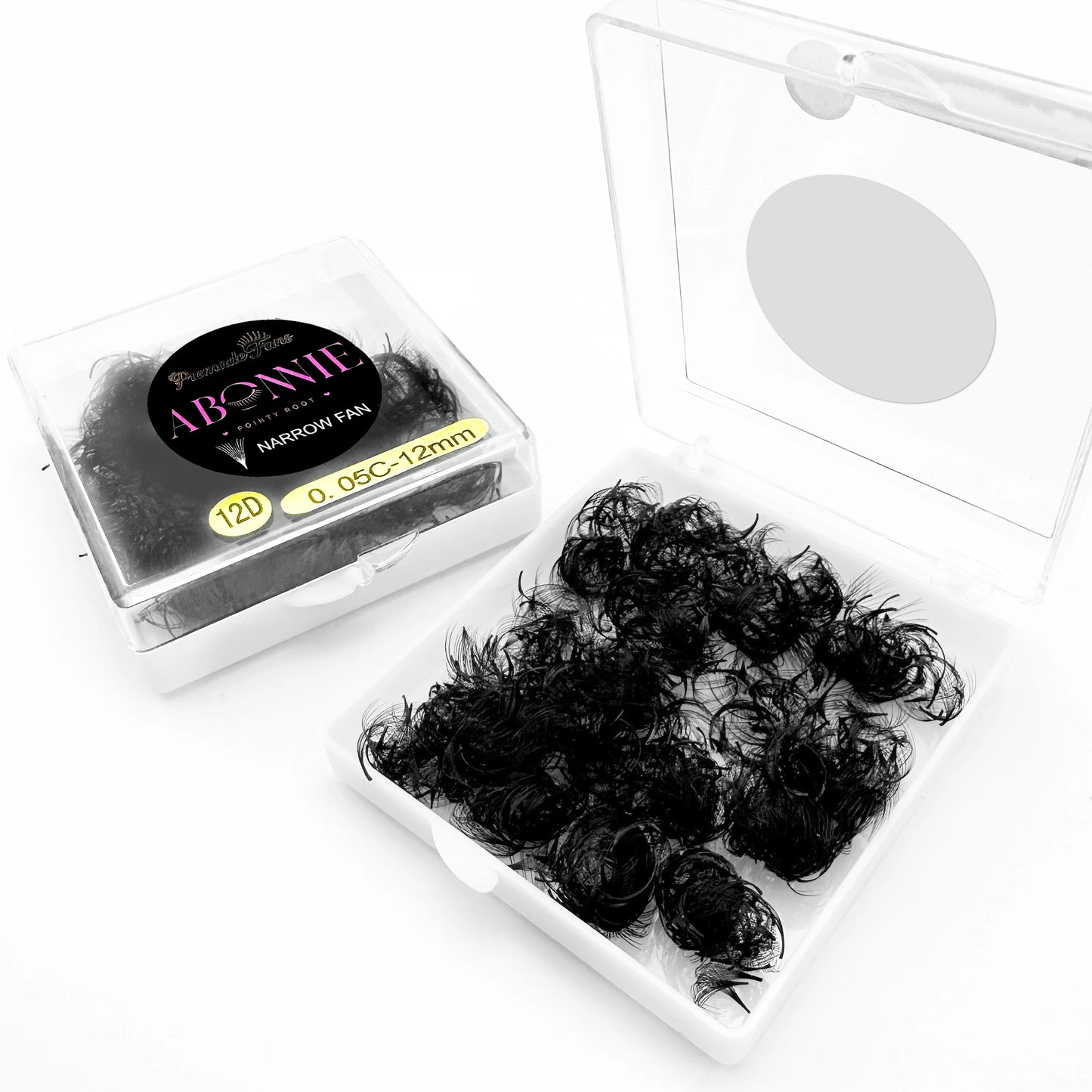 ABONNIE 500 Fans Loose Narrow Fan Lashes 8D-20D 8-15mm Pointy Base Premade Medium Stem Sharp Thin Russian Volume Eyelash