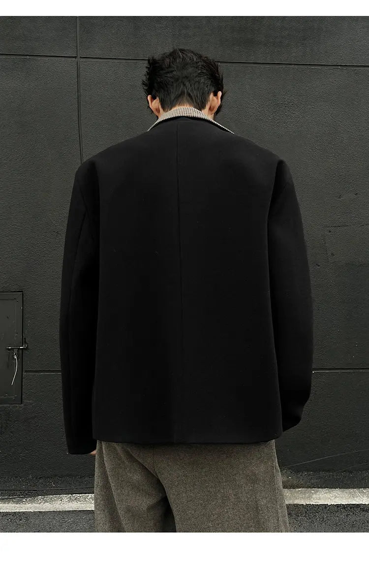 Winter woolen jacket men Caot Warm windproof 2025 New Style Fashionally Slim-Fitting Short Jacket Coat Individuality stand-up