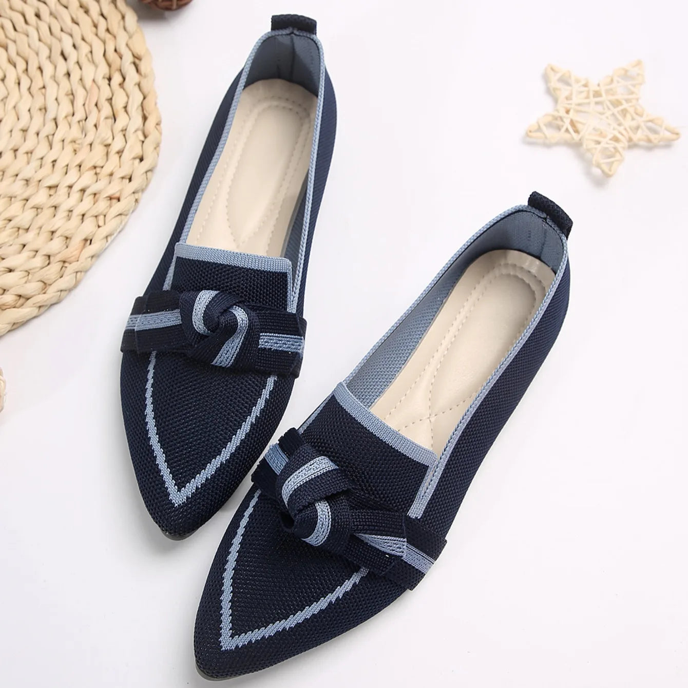 2024 Women Flats Walking Shoes Pointed Top Solid Color Loafers Mesh Breathable Shoes Comfortable Women Sneakers Zapatos De Mujer