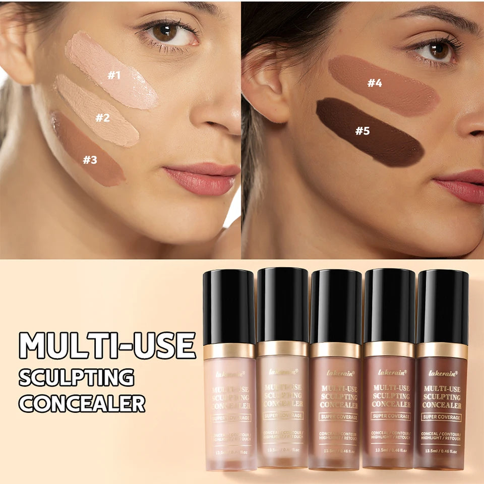 Lakerain Multi-purpose Concealer For Face Covers Freckles Even Skin Tone Moisturizing Long-lasting Sculpting Liquid Concealer