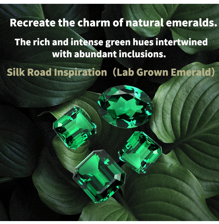JEWELLWANG 18K Pure Gold Lab Grown 1 Ct Emerald Stud Earrings for Men or Women Surrounded By Synthetic Diamonds Luxury Jewelry
