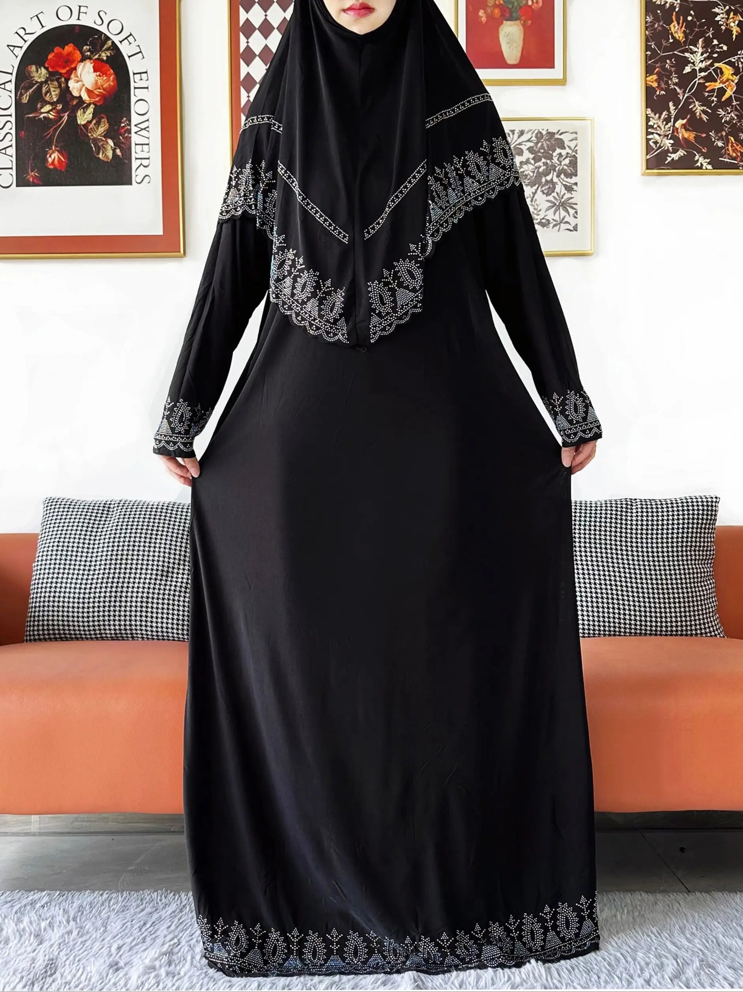 2025 Islamic Women's Hijab Scarf Long Dress Sets Prayer Garment Set Long Khimar Dress And Hijab Combo for Ramadan Daily Wear