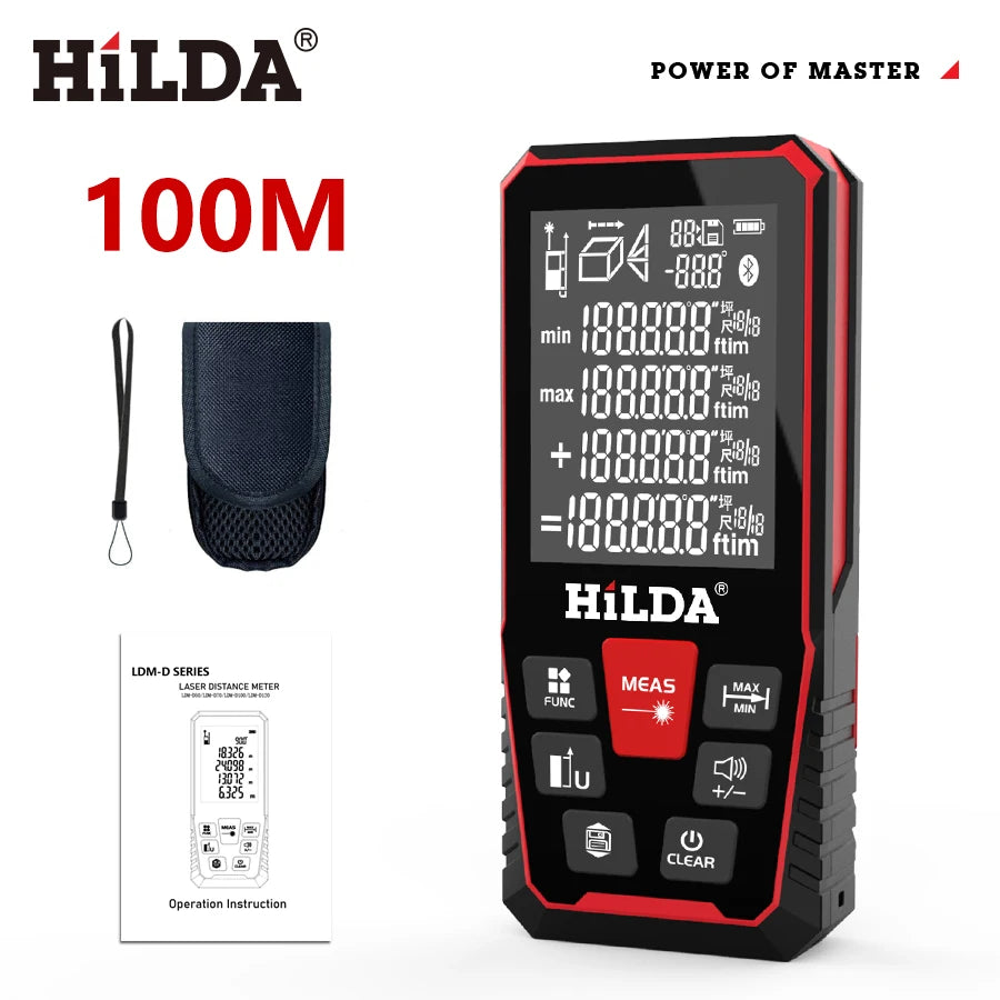 HILDA Laser Distance 100M/120M Rangefinder profesional meter laser range finder Ruler Test Tool