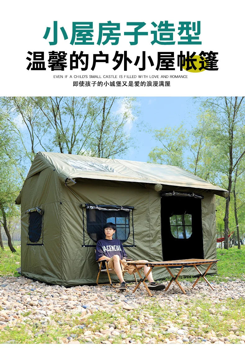 Outdoor Roof House InfIatable Camping Tent For 5-8 Person With Canopy Oxford Cloth