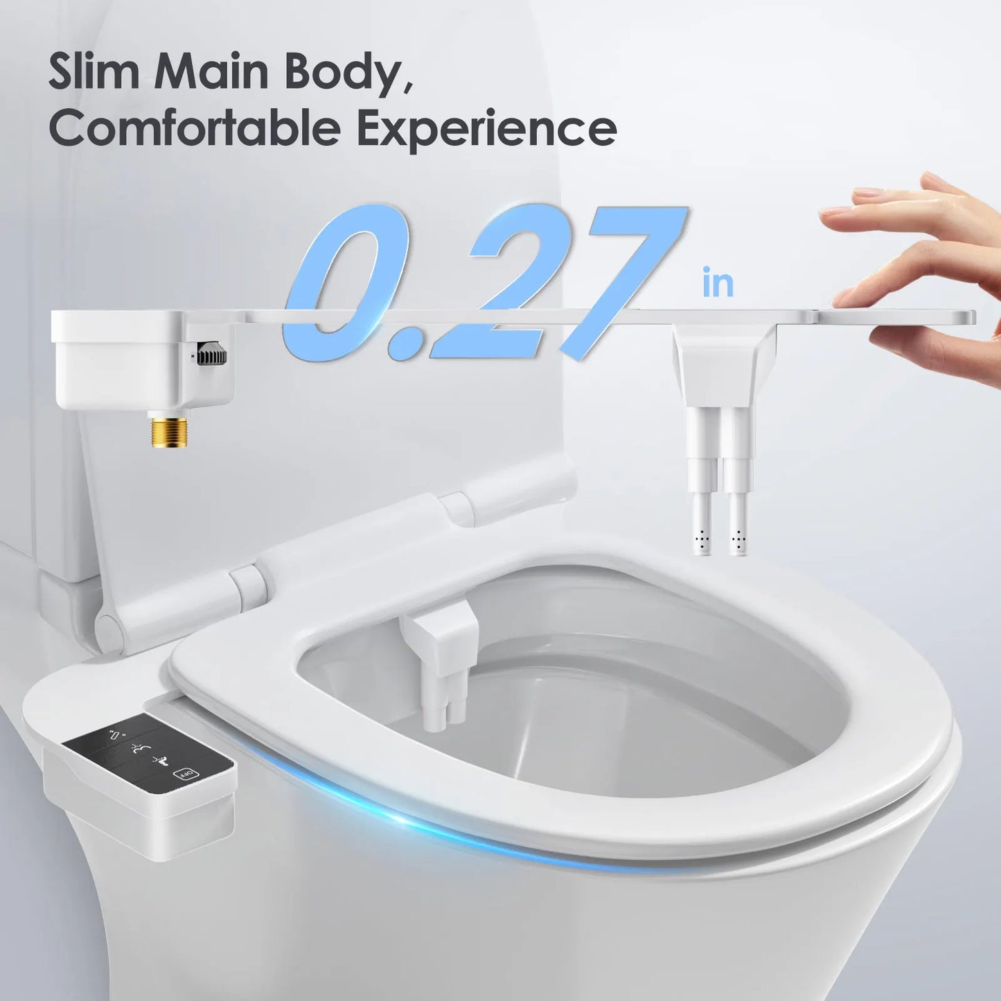 Bidet Attachment for Toilet Seat Self Cleaning Attachment Non-Electric Dual Nozzle Bidet Adjustable Water Pressure Ass Sprayer