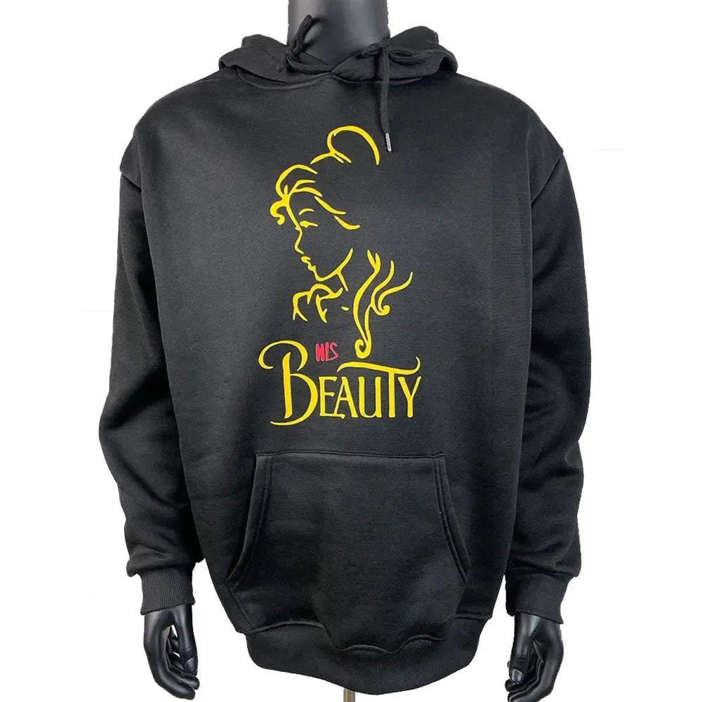 I'm Her Beast I'm His Beauty Print Sweatshirts Couple Matching Hoodies Men Women Long Sleeve Hooded Luminous Lover Hoodie