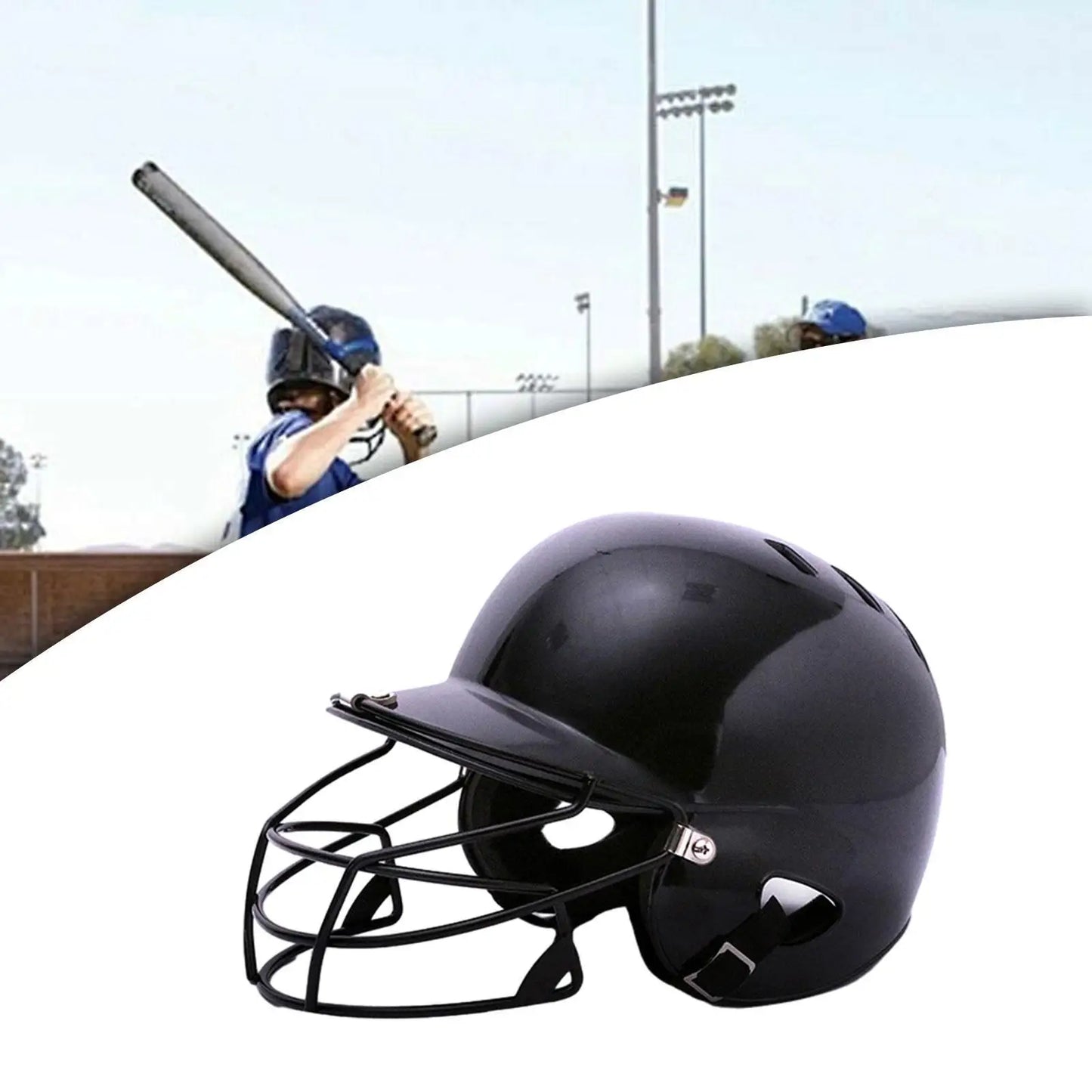 Baseball Head Protection Equipment Double Ear Batting Helmet with Facemask Catcher Mask for Children Sports Outdoor Safety