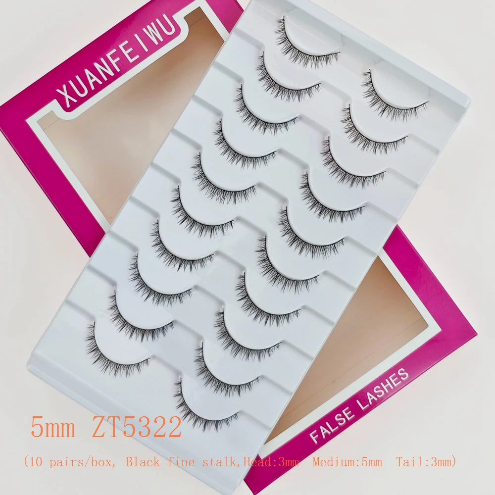 Xuanfeiwu Natural Short Style No-Makeup Look Sparse Full-Strip Ultra-Natural Realistic One-Piece Natural-Looking False Eyelashes DIY Self-Application Beginner Light Makeup Eyelashes