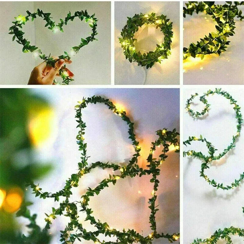 Ramadan Decoration 2025 LED String Lights 2M/5M/10M Maple Leaf Wedding Garland Christmas Fairy Light for Home Bedroom Wall Patio