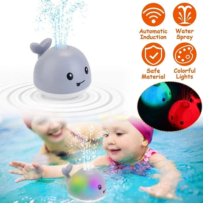 Waterproof Baby Bath Toys Whale Automatic Bathroom Toy Sprinkler Glowing LED Light toy,kids Infant Swim Pool Bathroom Toys Gifts