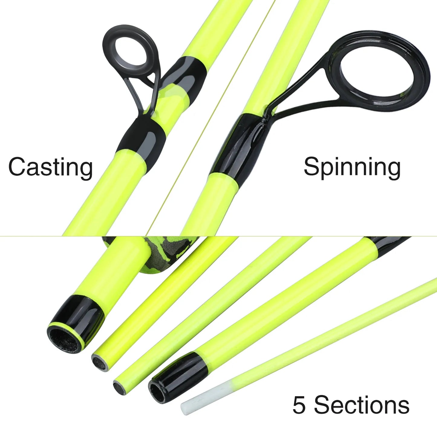 Sougayilang 5 Section Spinning Casting Fishing Rod 1.8M Ultralight Weight Carbon Fiber Poles for Travel Freshwater Fishing Pesca