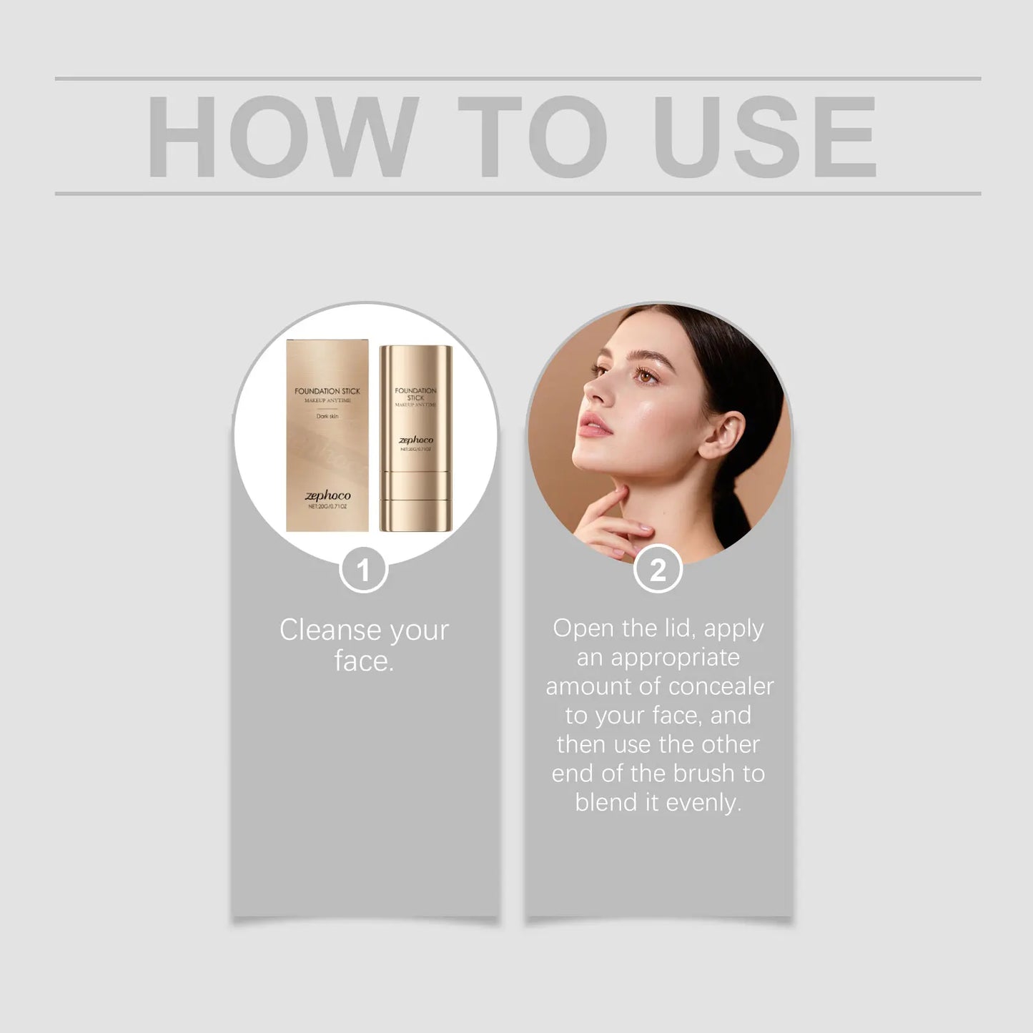 2-in-1 Foundation Stick for Uneven Skin Tone Lightweight and Adherent Moisturizing Natural Concealer Clear Matte Foundation