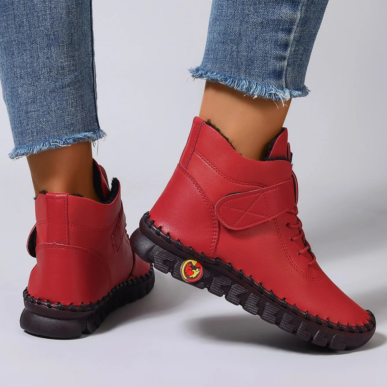 Women Boots Fashion Handmade Cotton Shoes Women Luxury Casual Thickened Warm Mom Shoes Solid Soft Comfortable Flat Ankle Boots