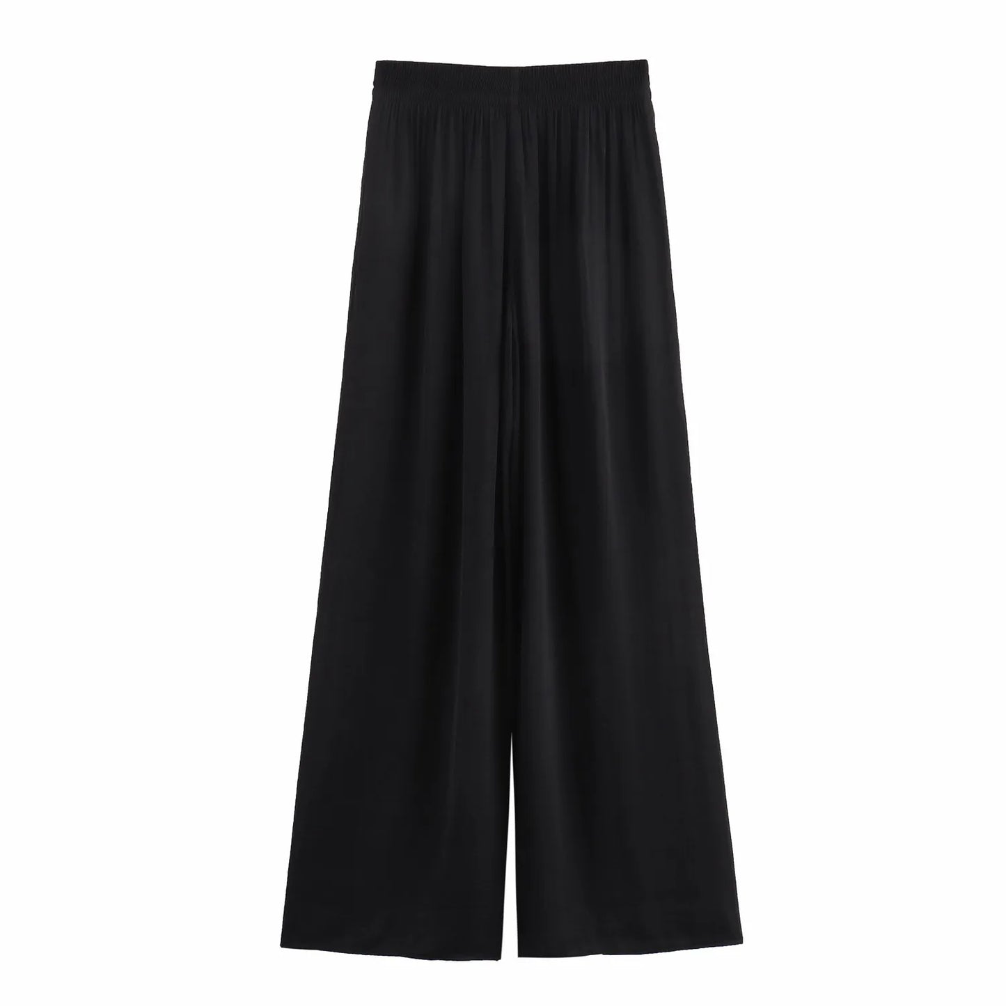 2025 Spring Pants For Women Fashion Spring Autumn New Solid Color Folded Chic Female Elastic High Waist Wide Leg