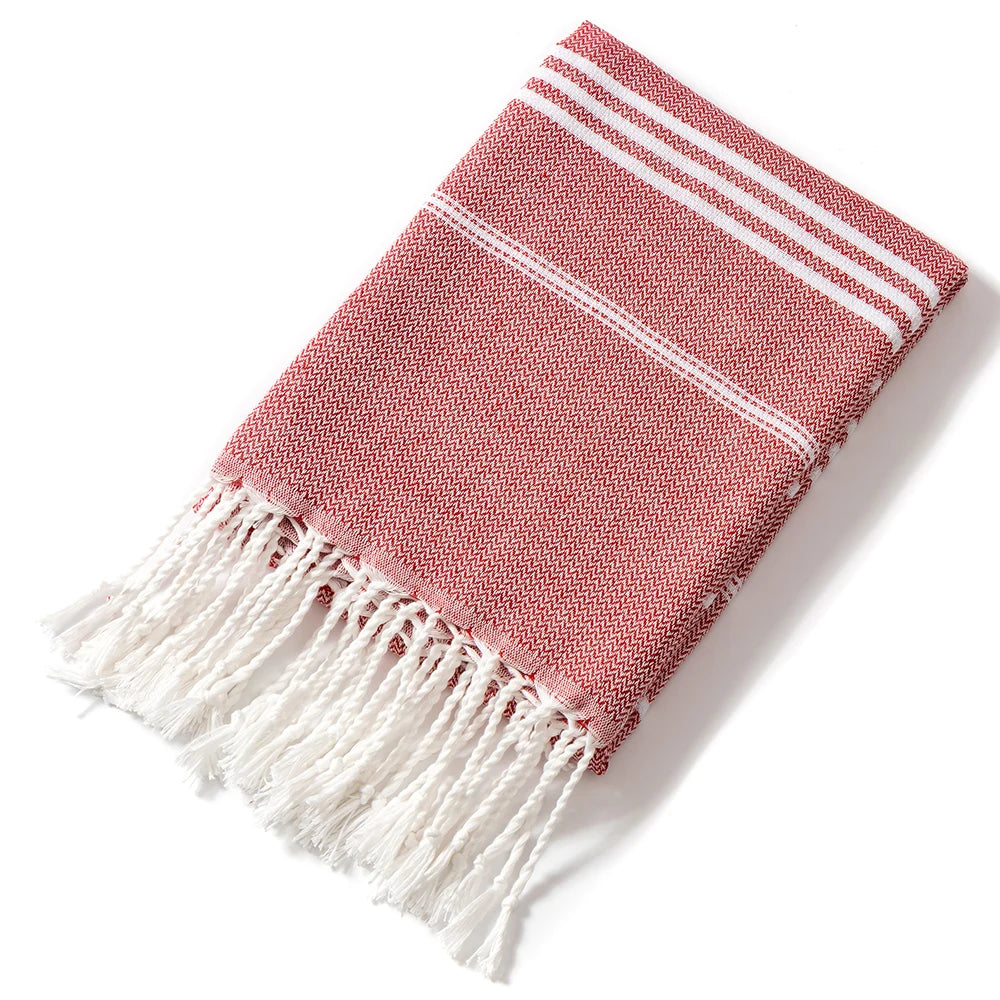 Cotton Turkish Beach Towel 90*180CM Sauna Spa Gym sports Fitness Fringed Bath Towel kitchen Soft Absorbent Quick drying towels