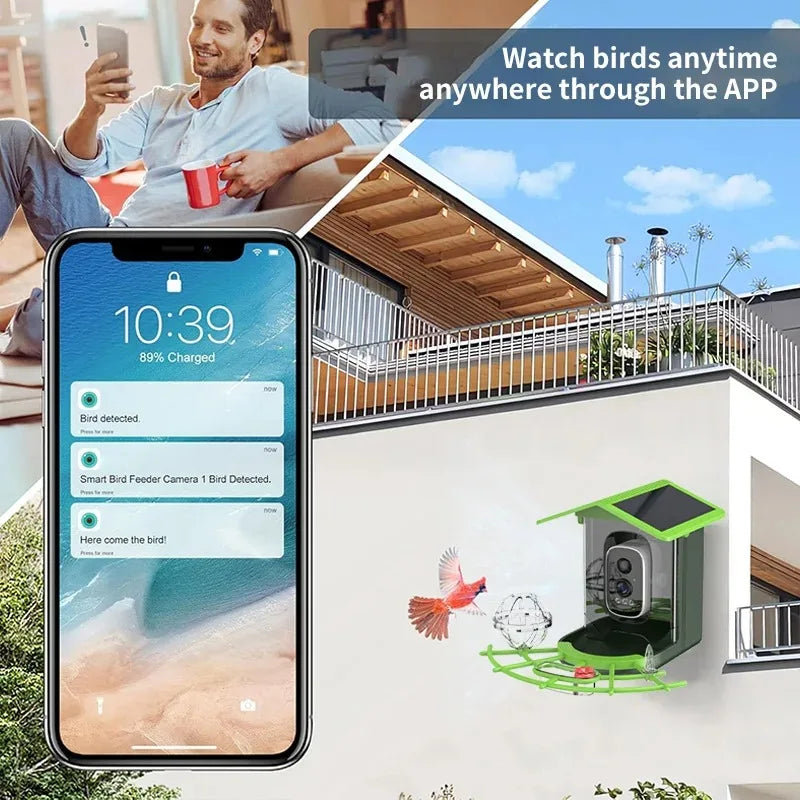 DIDSeth Smart Bird Feeder Camera 4MP 2K HD Solar Powered IP66 Waterproof 1.5L Capacity Night Vision Birdwatching Instant Alerts