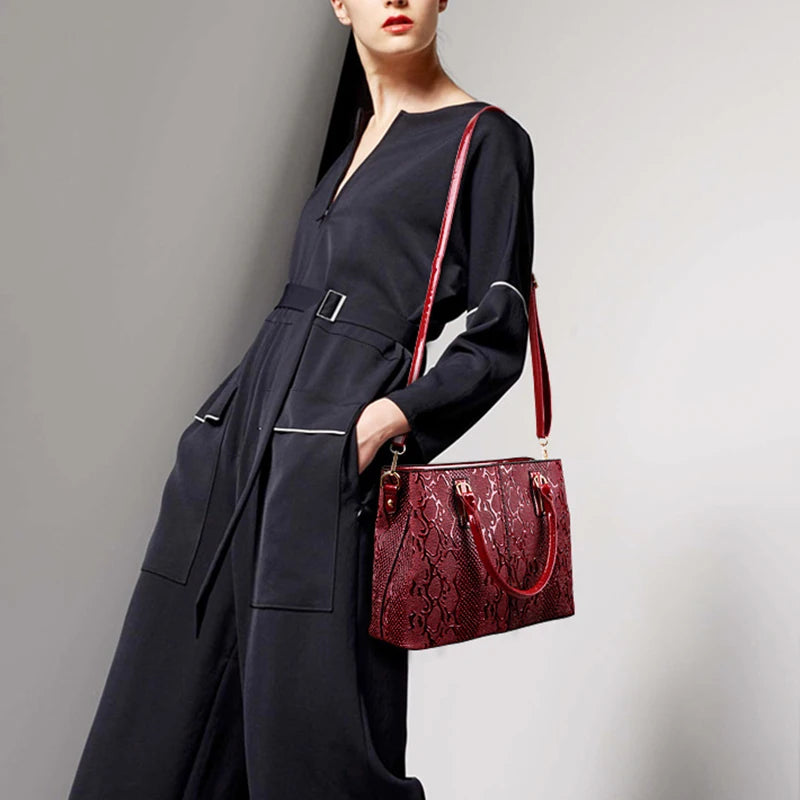Fashion Patent Leather Shoulder Bag for Women, Luxury Handbags, Female Large Capacity Crossbody Bag ,Designer Handle Bag
