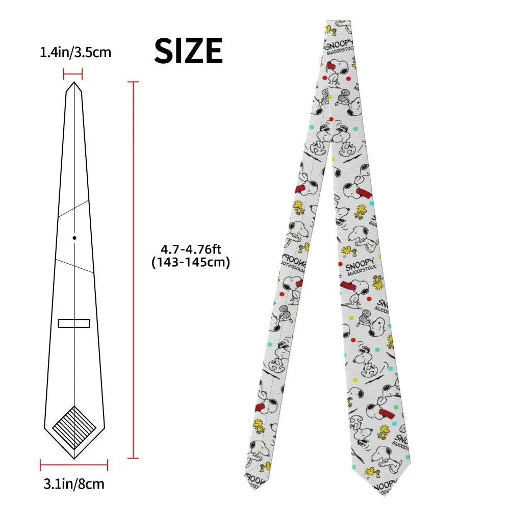 Snoopys & Woodstock Smile Giggle Laugh Neckties Silk 8 cm Neck Tie for Mens Shirt Accessories Cravat Wedding Accessories Office