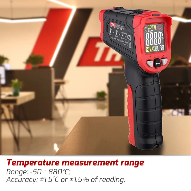 TASI TA601 Digital Infrared Thermometer Laser Temperature Meter Non-contact Pyrometer Imager Hygrometer IR Termometro -50-880℃